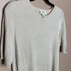 100% Silk Neutral Short Sleeve Talbots Knit Top